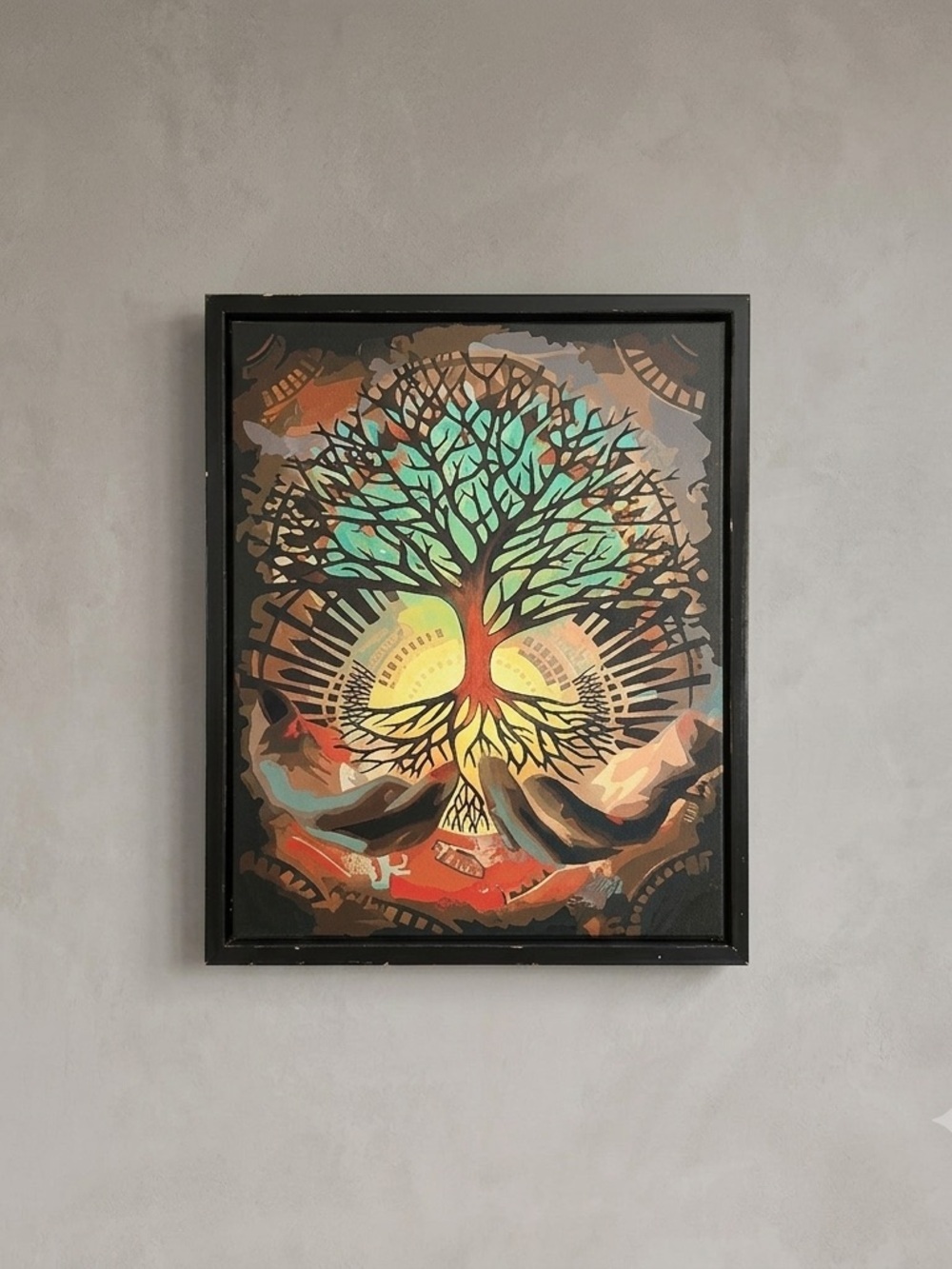 Tree of Life Paint By Numbers Framed Acrylic Painting - great for yoga studio!